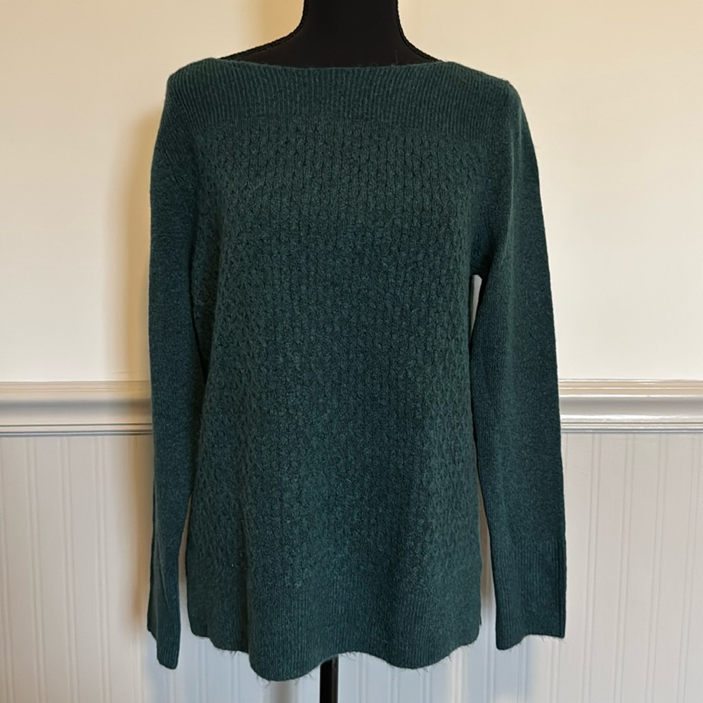 LOFT Green Cable knit Sweater Womens Sz Large NEW